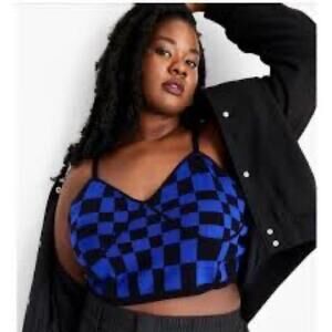 FUTURE COLLECTIVE KAHLANA BARFIELD WOMEN PLUS SIZE V NECK BLUE BLACK SWEATER